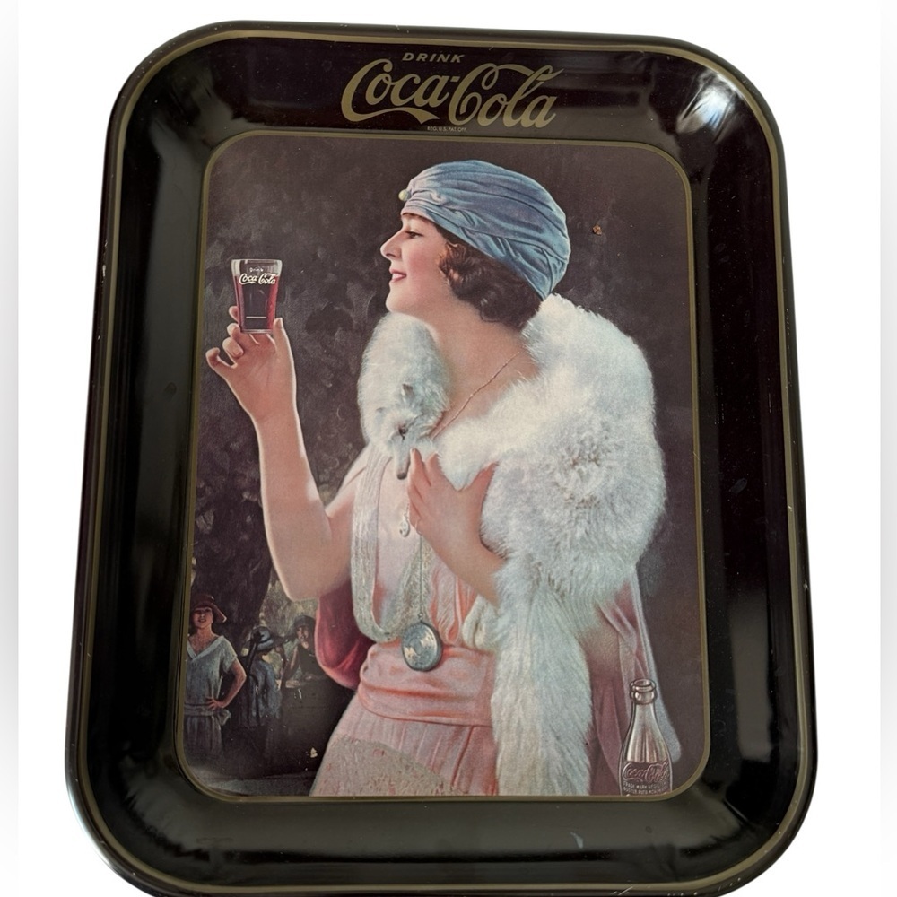Coca-Cola Elegant Lady Tray with Black and White Accents